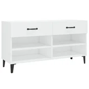 Vidaxl Omarica za čevlje visok sijaj bela 102x35x55 cm inženirski les