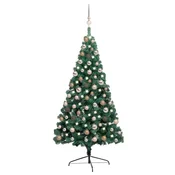 Vidaxl Umetna osvetljena novoletna jelka z bunkicami zelena 150 cm