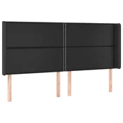 Vidaxl Vzglavje z ušesi črno 203x16x118/128 cm umetno usnje