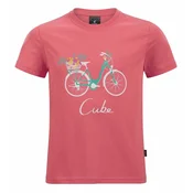Otroška majica CUBE Organic T-Shirt Floral Bike, koralna (L)
