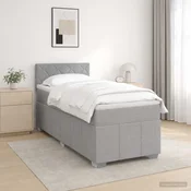 vidaXL Postelja boxspring z vzmetnico Svetlo siva 80 x 200 cm Blago