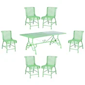 Casa Padrino Art Nouveau wrought iron garden furniture set green - 1 Garden Table & 6 Garden Chairs - Baroque & Art Nouveau garden furniture - Nostalgic wrought iron garden furniture