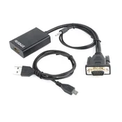 Gembird gembird a-vga-hdmi-01 video kabelski adapter 0,15 m hdmi tip a (standard) vga (d-sub) črn