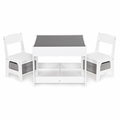 VERKGROUP Lesena otroška miza s tablo in dvema stoloma, (20475936)