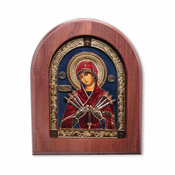 Ikona u drvetu Presveta Bogorodica Sedmostrelna, 170x205x22mm