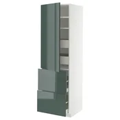 METOD/MAXIMERA Visoka omara+plc/4prd/vrata/2 ličn, bela/Kallarp temna sivozelena z visokim sijajem, 60x60x200 cm