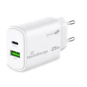 MediaRange hitri stenski polnilec 65W GaN 2x USB-C + 1x USB-A
