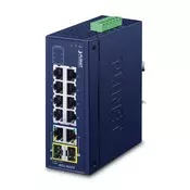 PLANET Industrial 8-Port 10/100TX + Unmanaged Fast Ethernet (10/100) Blue