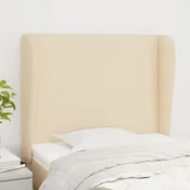 Vidaxl vidaXL Vzglavje postelje s krilci, kremne barve, 83x23x118/128 cm, blago