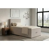 MID.YOU POSTELJA Z VZMETNICO 100 cm x 200 cm , tekstil, leseni material bež