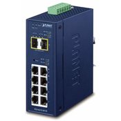 Planet IGS-4215-8T2S industrijsko stikalo L2 8x 1Gb TP + 2x SFP, VLAN, IP30, -40 do 75°C, SNMP, 9-48VDC/24VAC
