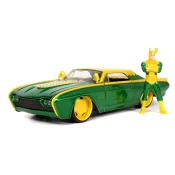 Avtomobilček Ford Thunderbird Jada kovinski z odpirajočimi elementi in figurica Loki dolžina 22 cm 1:24