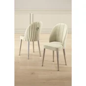 Hanah Home set trpezarijskih stolica Mara 8 kom, krem tkanina Babyface, hromirane metalne noge