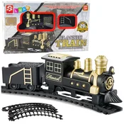 slomart LEAN TOYS Klasični vlak s tiri, lokomotiva, vagon, 53 x 48,5 cm