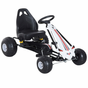 HOMCOM gokart s pedali za otroke z zavoro in sklopko 101,5 × 65,5 × 59,5 cm črno-bela