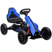 HOMCOM Go kart na pedale za otroke 3-8 let z nastavljivim sedežem v 4 položajih in kolesami iz EVA, 100x58x58.5 cm, modra