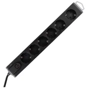 home Produžni kabel sa zaštitom, 6 utičnica, 1.0 mm2, 1.5 met - NVT 6K/BK