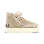 Mou za ženske. MU.FW411001A Usnjeni gležnjarji Eskimo sneak krepko bleščeč logotip rjave barve (40), Rjava, 3 do 5 cm, P