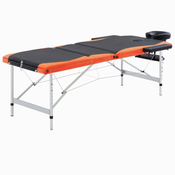 vidaXL Sklopivi masažni stol s 3 zone aluminijski crno-narancasti