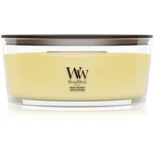 Woodwick Yuzu & Vetiver dišeča sveča z lesenim stenjem 453.6 g