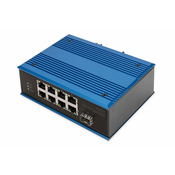 Industrial 8+1 Port Fast Ethernet PoE Switch Unmanaged, 8 RJ45 Ports 10/100 Mbits