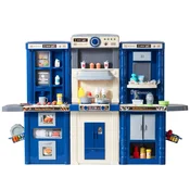 VEVOR Otroška kuhinjska igralna garnitura 3-v-1 modularna zasnova 128x29x90 cm modra