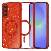 TPU gel ovitek Techsuit Luxury Glitter MagSafe za Samsung Galaxy A36/A56 - red