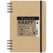 Clairefontaine blok Kraft, dvojna spirala, A5, 80 listni, 115 g, rjav papir