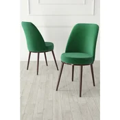 Hanah Home set trpezarijskih stolica Jaxe 2 kom, smaragdno zelena tkanina Babyface, braon metalne noge