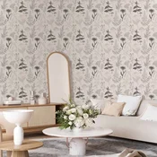 Tapeta - Flowers and herbs in warm greys 49x1000