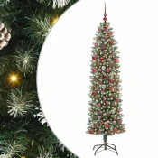 Umjetno vitko božicno drvce s stalakom Zelena i bijela 180 cm