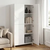 Vidaxl Visoka komoda Bela visok sijaj 79 x 41 x 151 cm konstruiran les