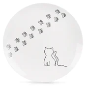 Northix Porcelanski desertni krožnik, motiv bele mačke, 20,5 cm