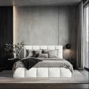 MID.YOU OBLAZINJENA POSTELJA 140 cm x 200 cm , les, tekstil, leseni material bela