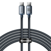 Polnilni in podatkovni kabel Baseus Crystal Shine 100W - pleten USB-C v USB-C kabel z ultra-hitrim protokolom polnjenja 100W in hitrim prenosom podatkov - 2m - črn