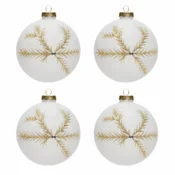 Rayher.	 Bunkice za božično drevo, bele, zlate, 8 cm, set 4