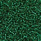 Kašaste perle (seed beads) 2 mm tamno zelena srebrna linija
