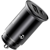 Baseus Circular Metal PPS Quick Charger Car Charger 30W (Support VOOC) Black