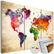 Slika na plutenoj podlozi - Corkboard Map in Watercolor 120x80
