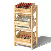 Homestar Stojalo za zaboje za pijačo 3 nivoji 56x32x112 cm naravno leseno
