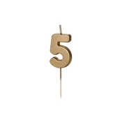shumee Rojstnodnevna sveča številka 5, zlata, 5,5 cm