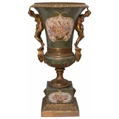 Casa Padrino luxury baroque porcelain vase green/multicolored/antique bronze 57.3 x 53.5 x H. 100.5 cm - Magnificent porcelain flower vase - Porcelain decorative accessories in baroque style