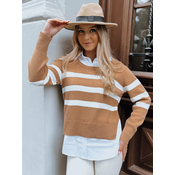 Sweter damski w paski ASTRIDA kamelowy Dstreet