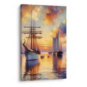 Slika pristanišče ob sončnem zahodu - 20x30
