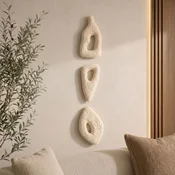 WallXpert zidni ukras od karbonskog betona Myk3089, set od 3 dela, apstraktni organski oblici sa otvorima, prljavobeli