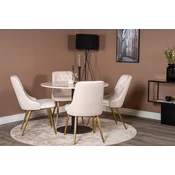 Venture Design Jedilna miza in stol Estelle 106x75 cm miza Bela in bež