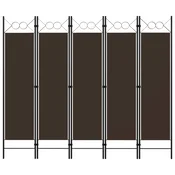 Vidaxl Paravan 5-delni rjav 200x180 cm