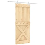 Vidaxl Drsna vrata Naravna in bela 85 x 210 cm Masiven borov les