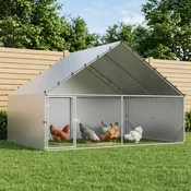 vidaXL Kokošnjak s streho Srebrna 300 x 200 x 190 cm Pocinkano jeklo