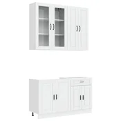 vidaXL Kuhinjska enota PORTO 4 pcs Bela visok sijaj Inženirski les